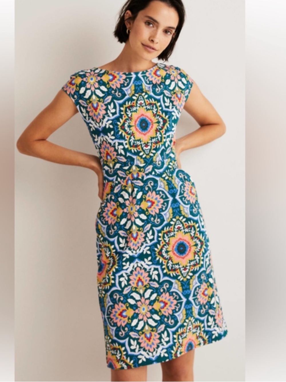 Boden Florrie Jersey Dress in Chesapeake Bay Bloomsbury - Size US 12R